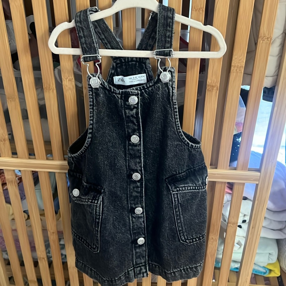 Zara toddler girls jean overall dress